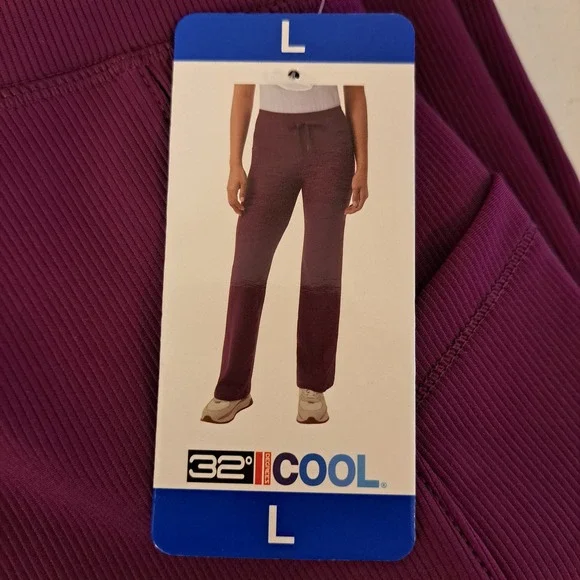 32 Degrees Active Flare Pant Womens L Purple NWT Ribbed Pockets 807-191 - Picture 4 of 4